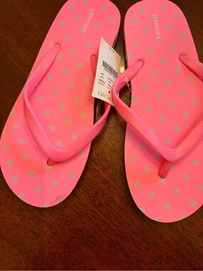 Crewcuts Pink Flip Flops w/ Gold Star Pattern